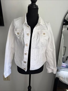 Like New - Talbots White Denim Jacket with Button Front